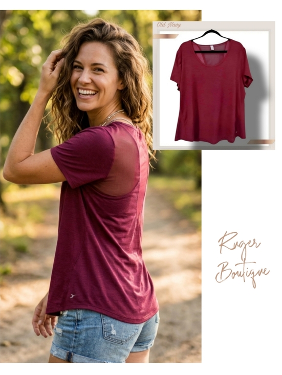 Old Navy Tops - 🌿Old Navy Active Women's XXL Maroon Althetic Top with Back Mesh Panel Top